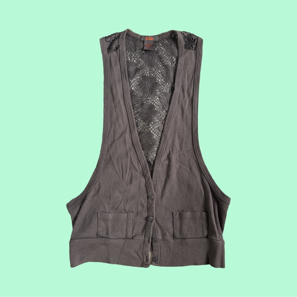 Grey Crochet Vest